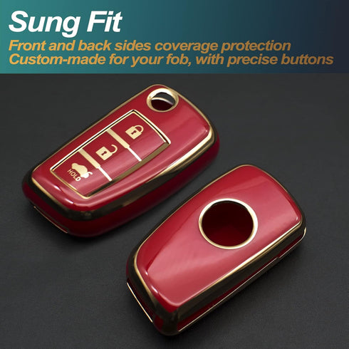 FEYOUN Key Fob Cover Compatible with Nissan Rogue Rogue Select Rogue Sport Flip 3 Buttons TPU Remote Keyless Key Fob Case Protection Shell Accesso...