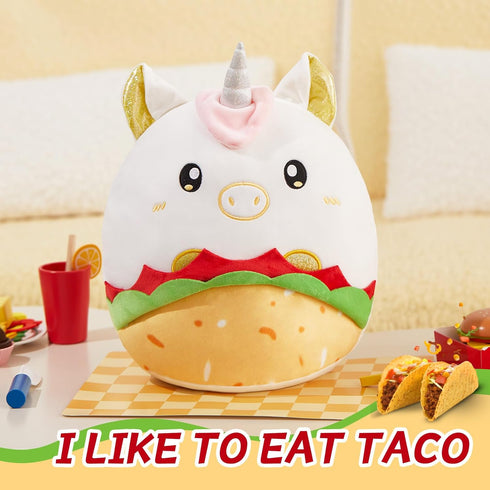 Houwsbaby 12'' Unicorn Taco Plush Pillow Unicorn Stuffed Animal Unicorn PlushToy,Taco Stuffed Animal,Taco Plush Toy,Food Stuffed Animal,Present fo...