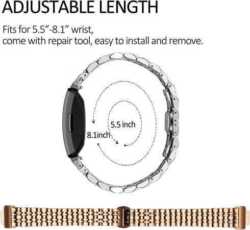 Chofit Metal Bracelet Compatible with Fitbit Inspire/Inspire HR/Inspire 2 Bands, Stainless Steel Replacement Strap Bangle Bracelet Wristband Acces...
