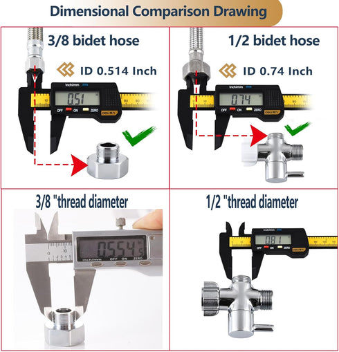 Bidet T Adapter, Brass T Adapter with Shut-off Valve, 3-way Tee Connector 7/8" x 7/8" x G1/2, Leak-Free Chrome Metal T Valve Adapter for Toilet Bi...