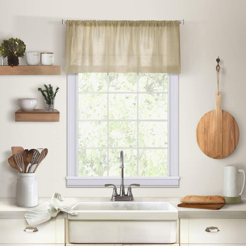 Elrene Home Fashions Cameron Linen Window Valance, 60" W x 15" L (1 Valance), Linen...