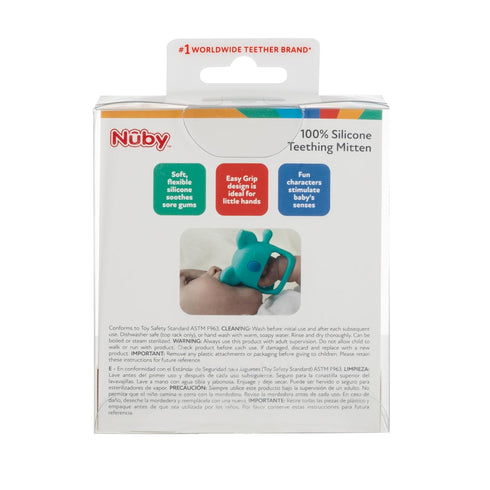 Nuby Silicone Wrist Teething Mitten - Baby Teether Ring - 3+ Months - Blue Bear...