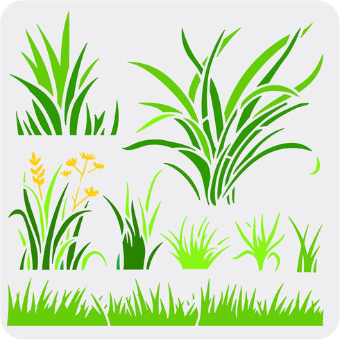 FINGERINSPIRE Grass Stencil for Painting 11.8x11.8inch Reusable Reed Grass Drawing Template Plastic Cattail Painting Stencil Leaves Plants Pattern...
