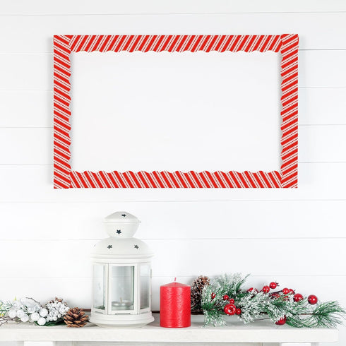 Whaline 98.4ft Christmas Bulletin Board Borders 3 Sizes Red White Striped Die-Cut Rolled Border Trim for Xmas Winter School Classroom Office Chalk...
