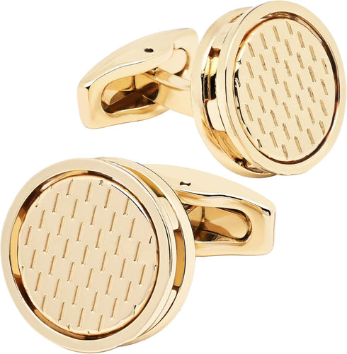 Golden Hollow Out Design Cufflinks for Men Lady In Gift Case Classic Round Men's Cufflinks Jewelry Set for Wedding Anniversary Business Party Even...