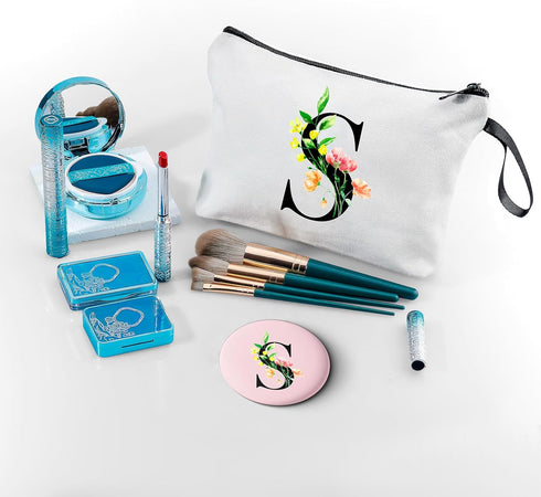 Personalized Makeup Bag,Gifts for Mom Birthday,Initial Gifts for Women,Personalized Gifts,Makeup Bag with Mirror,Bride to be Gifts,Sisters Gifts f...