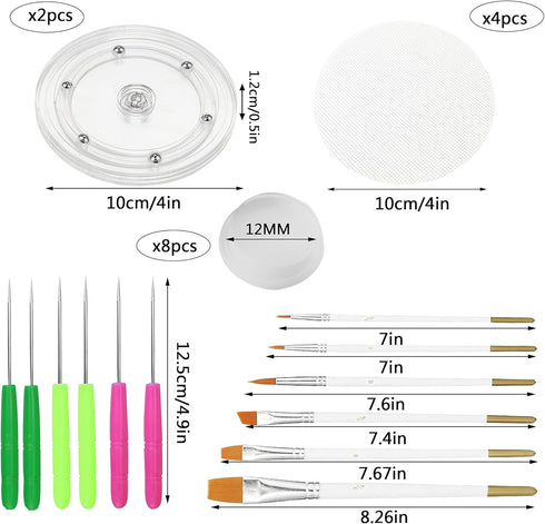 Cookie Decorating Kit Supplies Including 2 Acrylic Cookie Turntable 6 Cookie Scribe Needle 4 Silicone Mesh Mats 6 Cookie Decoration Brushes 8 Rubb...