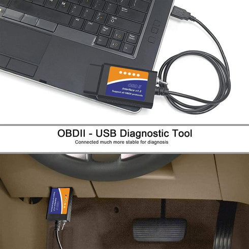 ELM327 USB Adapter OBD2 Scanner for Windows, ELMconfig FoCCCus Diagnostic Scan Tool with MS-Can/HS-Can Switch for Ford Lincoln Mazda Mercury Serie...