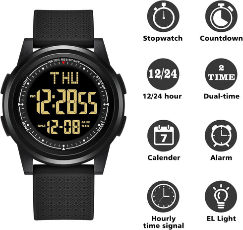 NN BEN NEVIS Watch for Men, Digital Watch with Stopwatch/Countdown/Alarm/Dual Time/Calender, Ultra-Thin Minimalist Fashion Simple Men's Wrist Watc...