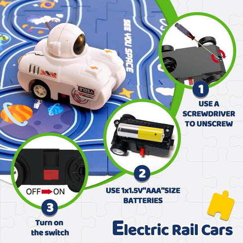 Puzzle Track Race Car Playset for Toddler Logical Road Builder Brain Teasers Board Game, DIY Assemble Puzzle Mat Rail Train Educational Preschool ...