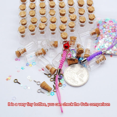 CTKcom 50pcs 0.5ml-extra Mini Tiny Clear Glass Jars Bottles with 50pcs Cork Stoppers and 50pcs Eye Screws, Glass Bottles for Decoration, Arts & Cr...