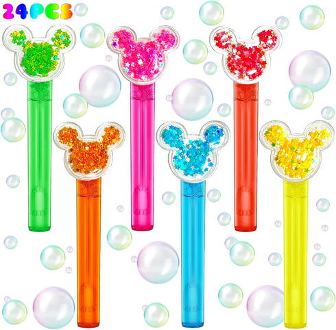 Mouse Party Favors 24Pcs Glitter Mouse Bubble Wands for Kids Cute Mouse Ear Bubble Wand for Cartoon Mouse Theme Birthday Party Supplies Classroom ...