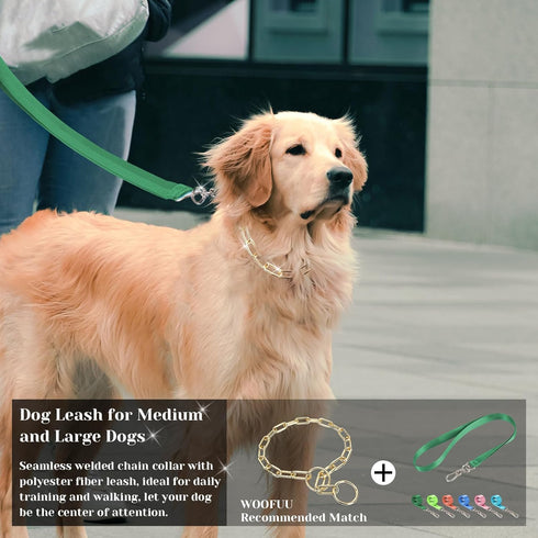 Gold Dog Chain Collar,Heavy Duty Chew Proof Stainless Steel Long Link Fur Saver Dog Training Collar | No-Pull Slip Chain for Small Medium Dogs for...