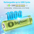 Brightown 8 Pack Rechargeable Battery AA, NiMH Pre Charged Double A Battery for Solar Lights and Household Devices, Recharge up to 1200 Cycles...