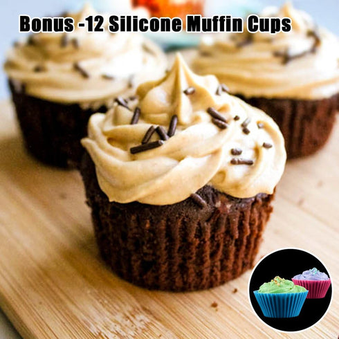 CAKETIME Silicone Muffin Pan Cupcake Pan Set - Mini 24 Cups and Regular 12 Cups Muffin Tin, Nonstick Food Grade Molds with 12 Baking Cups...