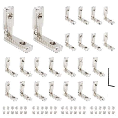 24pcs 2020 Aluminum Extrusion Connector Corner Bracket Joining 2020 Hardware T-Slotted Accessories V-Slot with Screws for 8020 Aluminum Profile 3D...