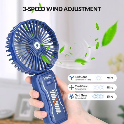 mafiti Handheld Fan,Rechargeable Portable Fan with 3 Speeds,4000mAh Battery Operated Mini Hand Fan Folding for Desktop Home Office Bedroom Outdoor...