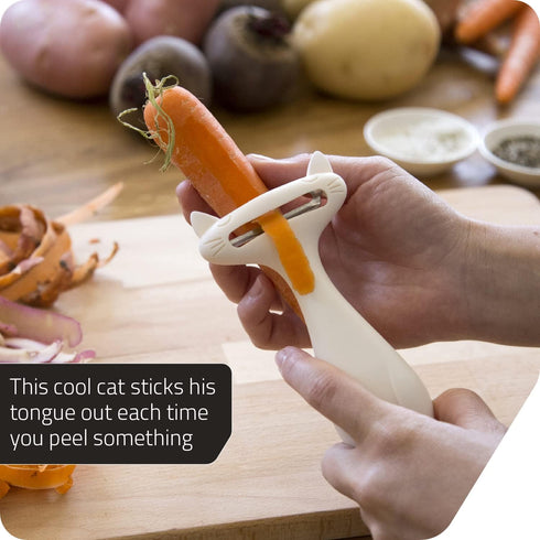 Peleg Design CatPeeler Cute Vegetable Peeler, Cat Design Peeler for Potato Carrot Fruit, Kitchen Utensil Décor (White)...