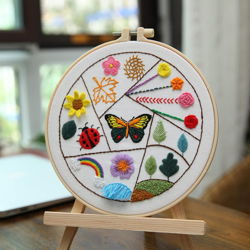 Emopeak 3 Sets Beginners Embroidery Stitch Practice kit, Bamboo Frame Animal Embroidery Kit to Learn 30 Different Stitches Stitch with Embroidery ...