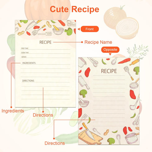 Toplive 50 Pack Recipe Cards 4x6 in, Double Sided Recipe Cards Kitchen, Blank Recipe Cards Thick Cardstock for Bridal Showers Wedding Housewarming...