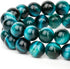 Aquamarine Tiger's Eye 10mm Round Beads, 35 Pcs Natural Stone Gemstone Beads for Jewelry Making, DIY Crafts, Bracelets, Necklaces, and Earrings...
