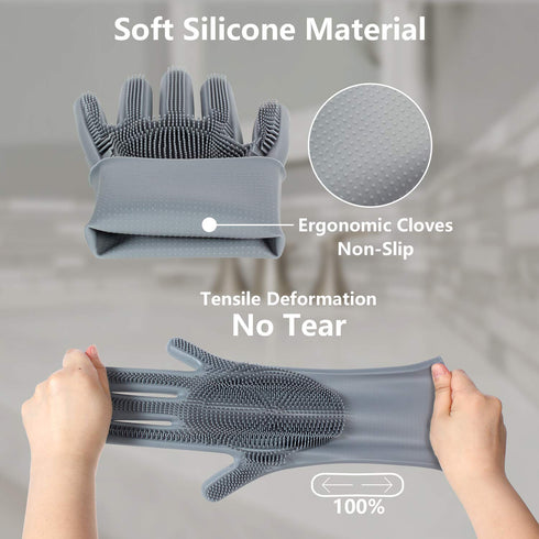 Pet Grooming Gloves - Gentle Dog Bathing Shampoo Brush - Massage Mitt with Enhanced Five Finger Design - Efficient Deshedding Glove for Dogs, Cats...