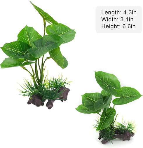 Aquarium Plants Fish Tank Decorations 6.6 inch Plastic Artificial Plant Goldfish Stone Cave Betta Fish Hides/Rest...
