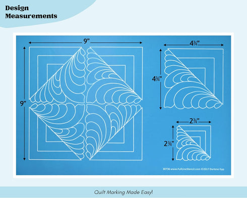 Log Cabin Feather/Square Block Motif - Edge to Edge Stencil, Continuous Line Template for Free Motion Quilting, Domestic Machine, Hand or Long-Arm...