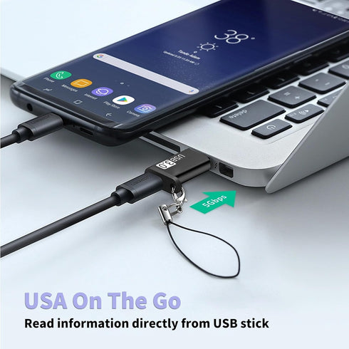 USB C Female to USB 3.0 Male 2-Pack, USB to USB C Adapter, 5G BPS Data sync Adapter with Lanyard, Suitable for Mobile Phones/laptops/Cars/Power Ba...