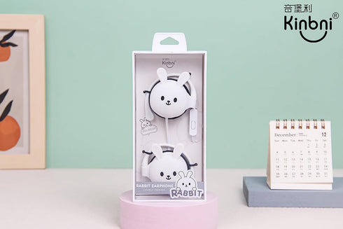QearFun Bunny Earbuds for Kids with Ear Hooks, Kawakii Wired Over Ear Headphones Earphones Gifts for School Girls and Boys with Microphone & Ear L...