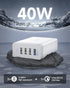 SooPii 40W USB Charging Station,4 Port USB Charger Station with One Port QC 3.0 for Multiple Devices,4 Mixed Charging Cables Included,Compatible w...