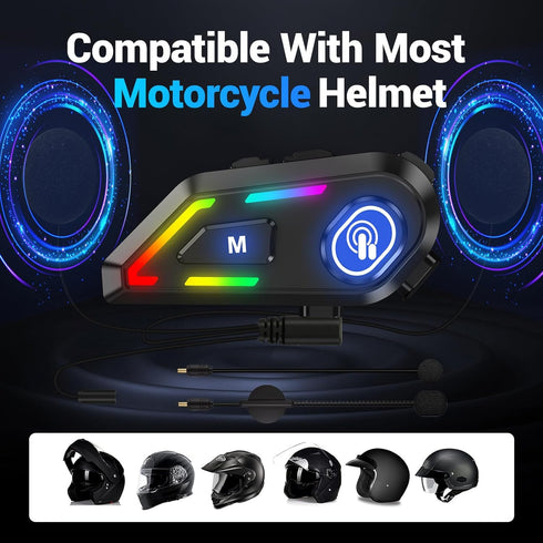Motorcycle Bluetooth Headset, Motorcycle Helmets Headphone with Noise Cancellation Wireless Bluetooth Headsets, Auto Answer and Voice Control,IPX5...