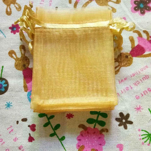 4x6 Inch Organza Gift Bags with Drawstring for Jewelry,Candy,Set of 100 Gold Sachet,Sheer Fabric Mesh Tie Sack for Baby Shower,Birthday,Party Favo...