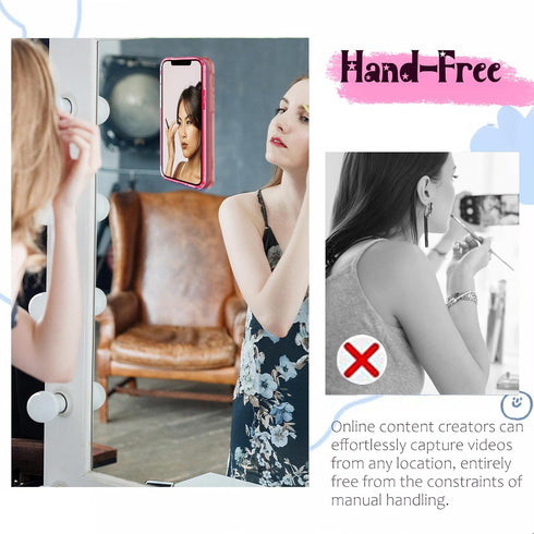 Silicone Suction Phone Case Mount, Silicon Adhesive Phone Accessory for Smartphones, Hands-Free Mirror Shower Phone Holder for Selfies, Tiktok Vid...