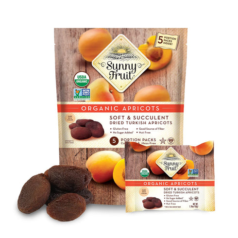 Sunny Fruit Soft Organic Turkish Dried Apricots - 1 Bag (5 Individual Portion Packs) | No Preservatives, No Sugar Added | Healthy, Convenient Snac...