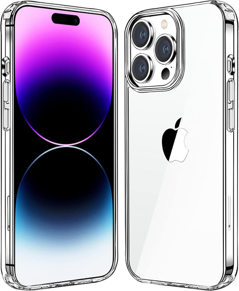 JJGoo Compatible with iPhone 14 Pro Max Case Clear, Non-Yellowing Shockproof Phone Case for 14 Pro Max, Slim Anti-Scratch Hard PC Back Protective ...