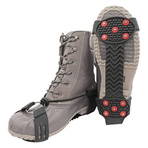 Ice Gripster Treads Nonslip Traction Cleats for Snow and Ice, Anti-Slip Overshoe Crampons with Adjustable Cinch Cord, 10 Carbon Steel Studs for Se...
