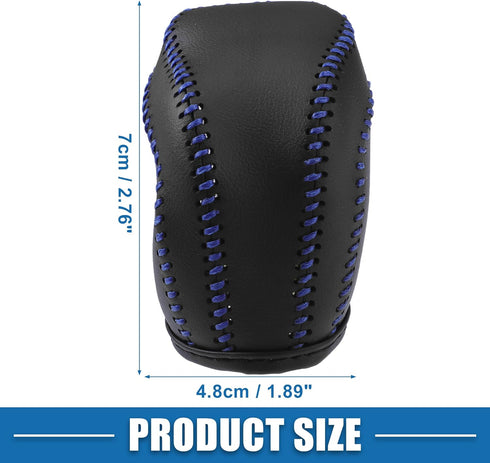 Gear Shift Head Knob Cover Transmission Lever Trim for Toyota RAV4 2013 2014 2015 2016 Faux Leather Black Blue Stitches...