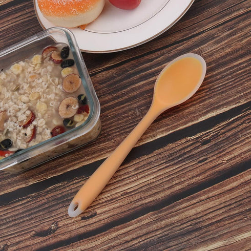 uxcell Silicone Dinner Spoon Table Spoon Dessert Spoon Utensils for Kitchen Restaurant Orange...
