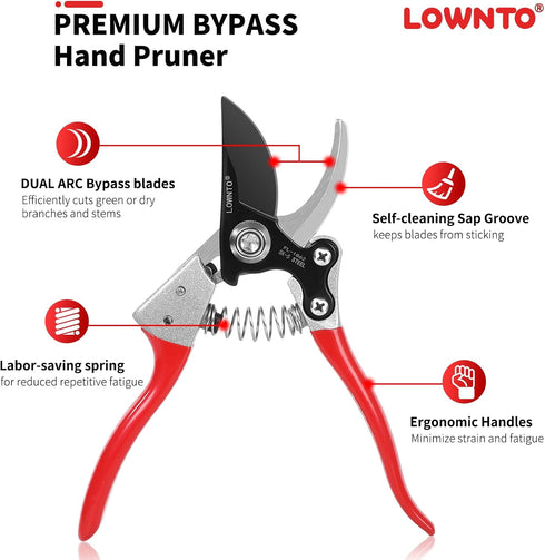Pruning Shears for Gardening 5/8" Tree and Branch Garden Clippers - Plant Cutter Scissors with PTFE Resist-rust, Non-stick Coating Steel Blades, H...