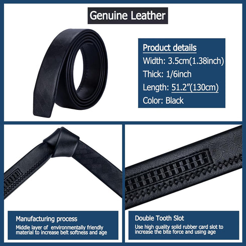 Barry.Wang Ratchet Belt Buckle Strap Replacement 1 3/8”,Leather Belt Straps for 40MM Slide Click Buckle,Trim to Fit...