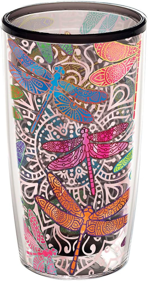 Tervis Made in USA Double Walled Dragonfly Mandala Insulated Tumbler Cup Keeps Drinks Cold & Hot, 16oz Unlidded, Quartz...