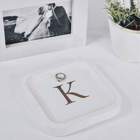 I'm Solid Wood Personalized Initial Letter Jewelry Display Tray Decorative Trinket Dish Gifts For Rings Earrings Necklaces Bracelet Watch Holder (...