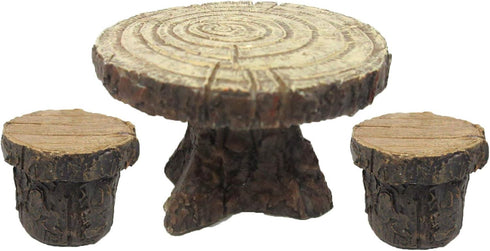 Pacific Giftware Enchanted Garden Tree Stump Table and Chairs Set Mini Fairy Garden Decorative Accessory 3pc Set...