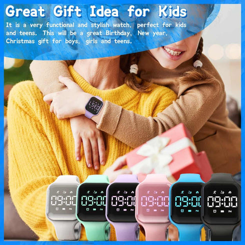 Kids Led Fitness Tracker Watch, Non-Bluetooth Digital Pedometer Wristwatch, Waterproof, 12/24 H, Stopwatch, Calendar, for Children Girls Boys Teen...