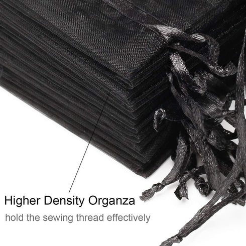 Akstore 100Pcs 2.8"x3.6"(7x9cm) Sheer Drawstring Organza Jewelry Pouches Wedding Party Christmas Favor Gift Bags (Black)...