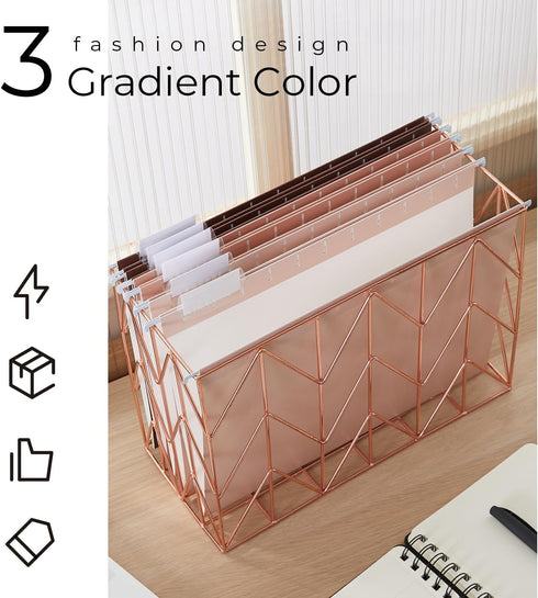 Y YOMA 6 Pack Gradient Hanging File Folders Letter Size Decorative Hanging Folder Pretty File Folder Organizer for Filing Cabinet Office Home with...