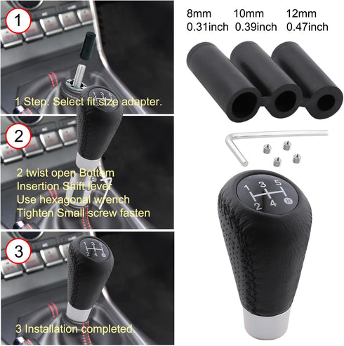 5 Speed Shift Knob Shifting Lever Leather Gear Stick Transmissions Shifter Handle Fit Most Manual Cars Truck SUV Vehicle (Black)...