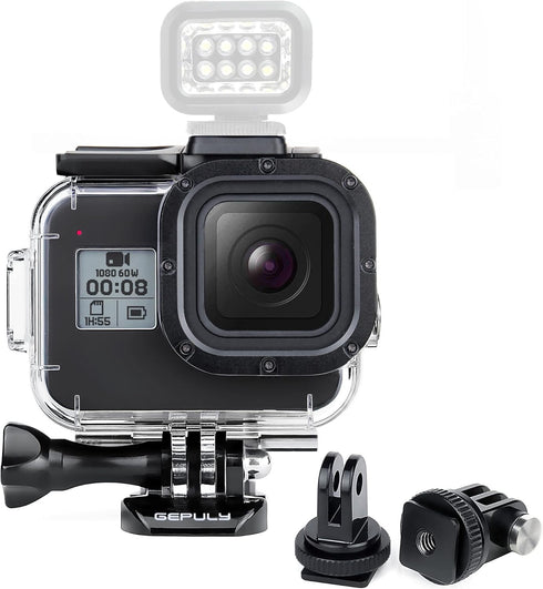 60M(196ft) Waterproof Housing Case for GoPro Hero 8 Black,Protective Underwater Diving Housing Shell with 2 Cold Shoe Adapters Bracket Accessories...