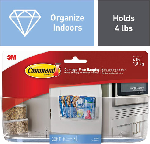 Command Large Caddy, Organize Damage-Free, 1 caddy, 4 strips (HOM-15)...